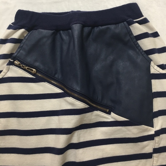 Bei Emi Striped Pant with Leather Accent - Picture 2 of 6